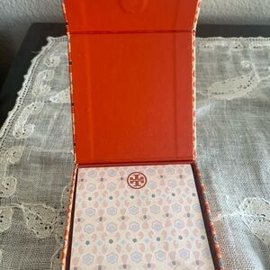 Tory Burch Geometric Patterned Notes Box in Red and Orange